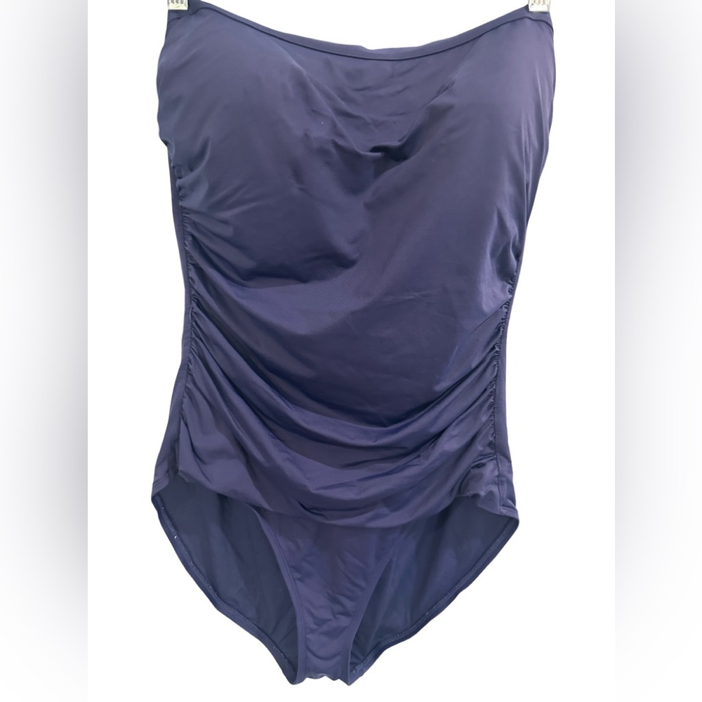 Tommy Bahama Pearl Shirred Navy One Piece Swimsuit with Ruching - Picture 5 of 8